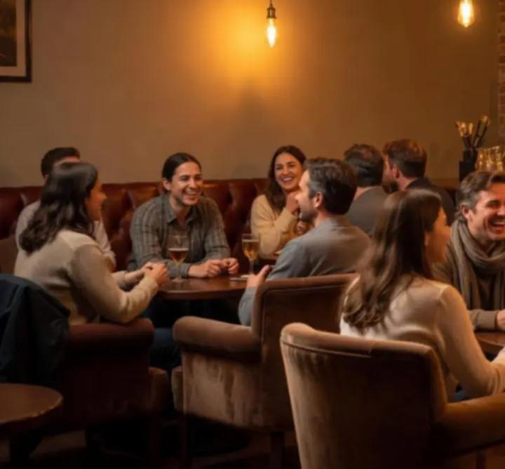 Przytulna atmosfera barowa z designerskim oświetleniem i stolikami w GG-299-783 LIMITED