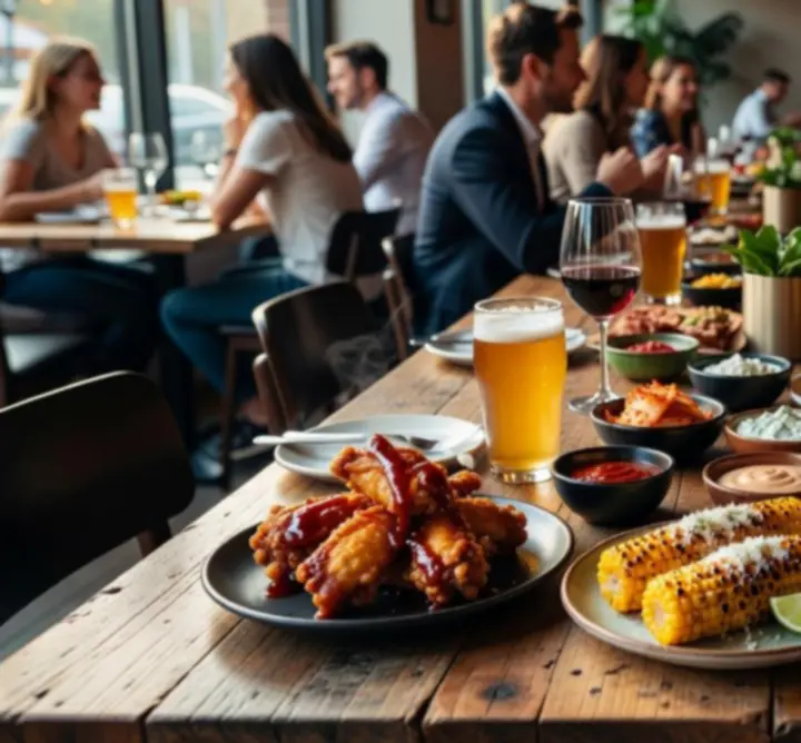 Stół w GG-299-783 LIMITED zastawiony różnorodnymi daniami, idealny na wieczór z przyjaciółmi