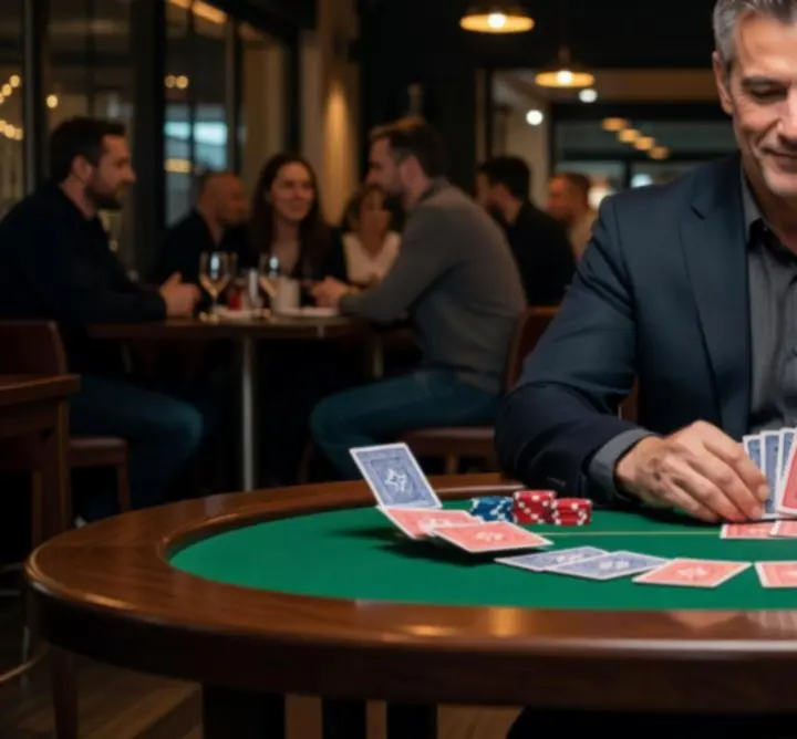 Profesjonalny krupier przy stole pokerowym w GG-299-783 LIMITED