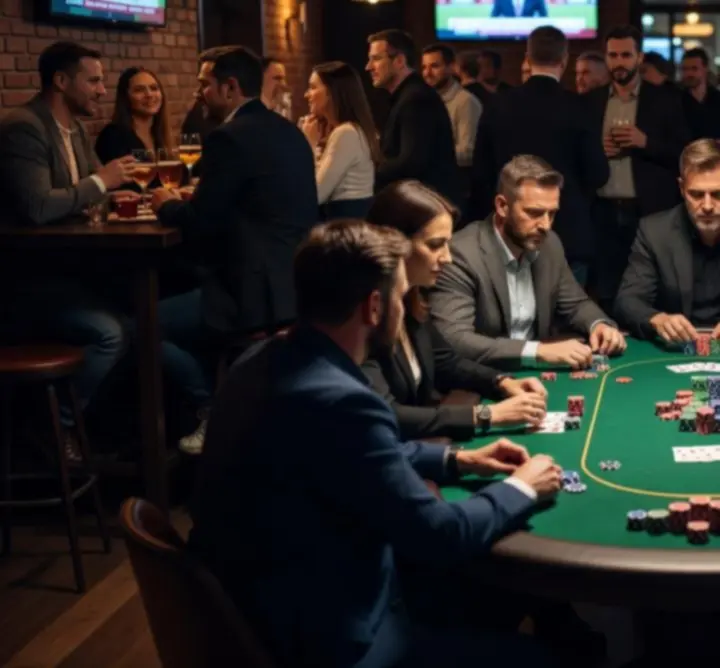 Stół pokerowy podczas nocnego turnieju w GG-299-783 LIMITED