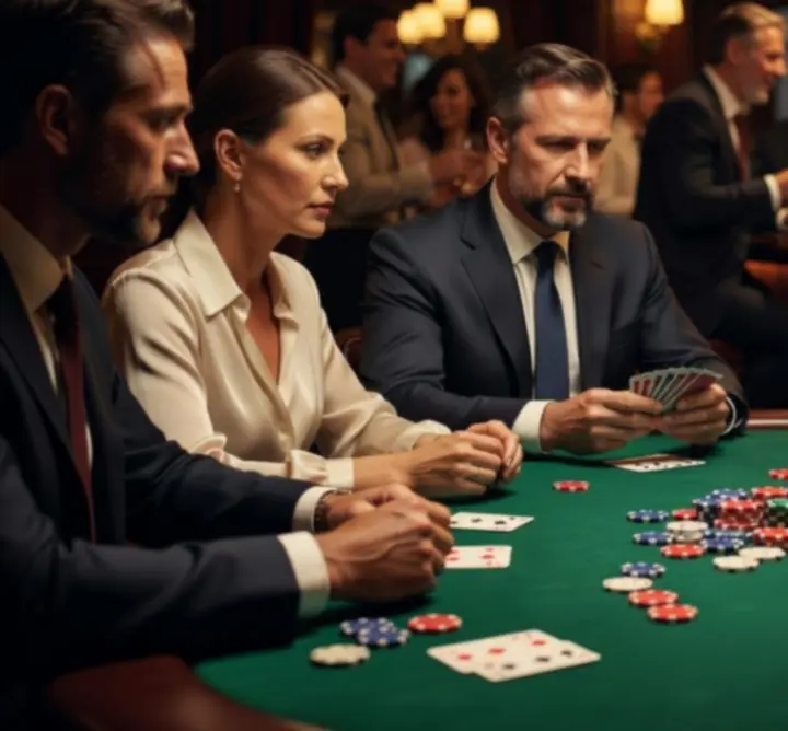 Zawodnicy przy stole podczas turnieju pokerowego w GG-299-783 LIMITED