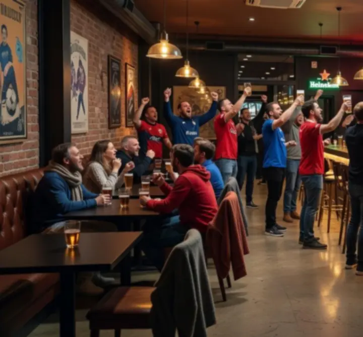 Kibice oglądający transmisję meczu na dużym ekranie w GG-299-783 LIMITED